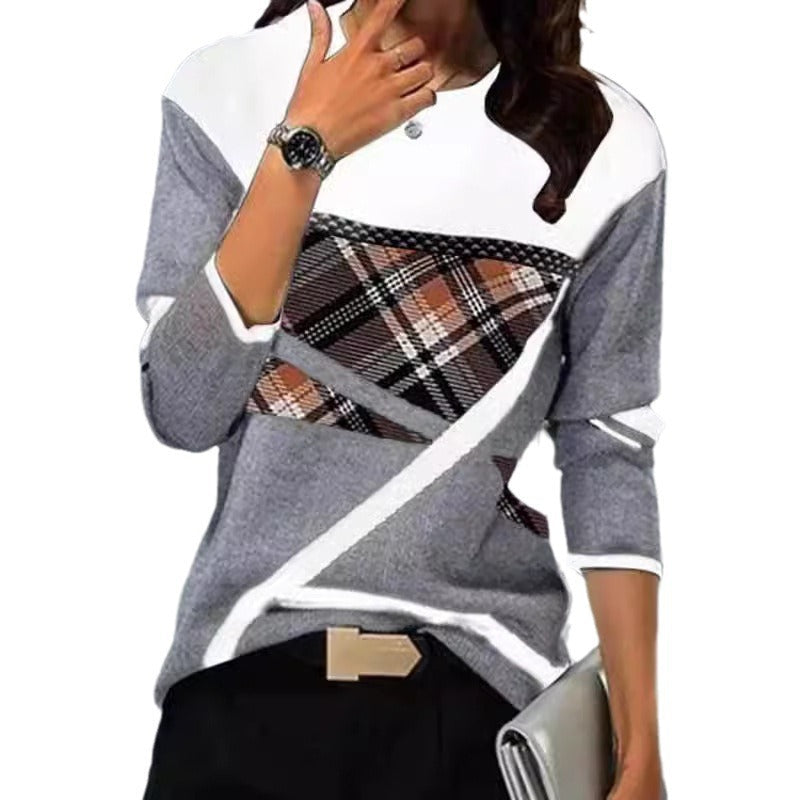 Stilla | Trendy Print Rund Hals Langærmet T-shirt