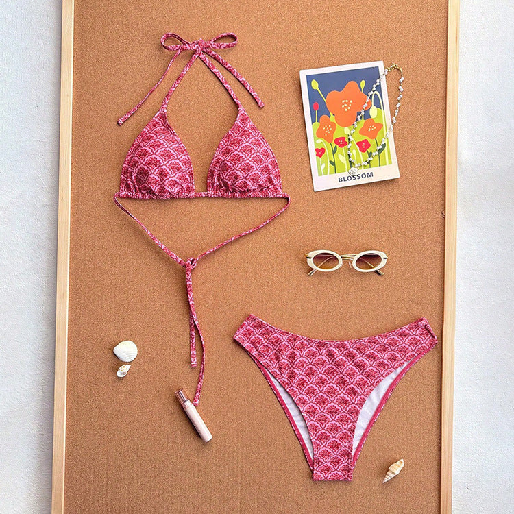 Dame triangel-bikini med dekorative prikker Skovae