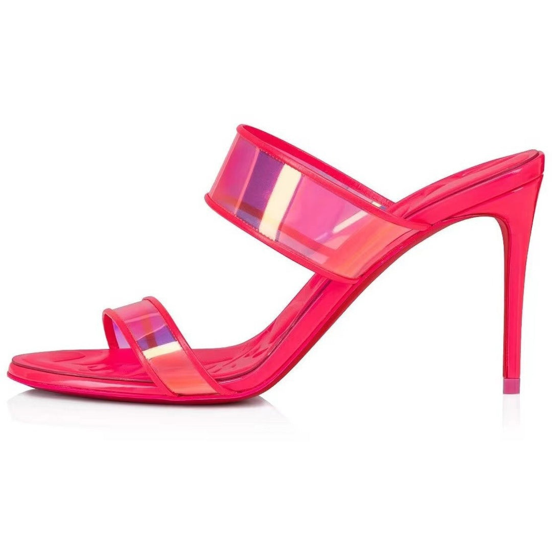 Dame Strappy Højhælede Slide Sandaler med gennemsigtige Remme Stilla