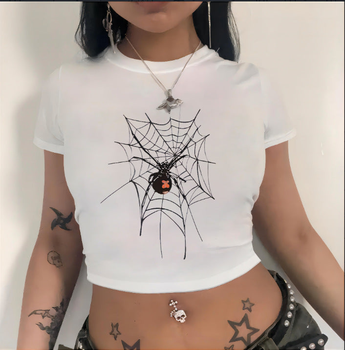 Dame Crop-Top med innovativt edderkopp-net design Skovae