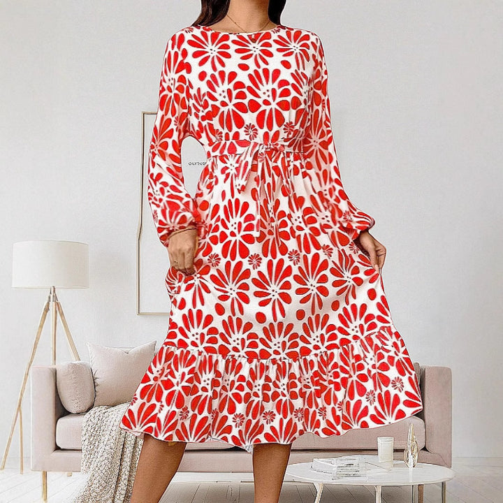 Dame Floral Print Ruffle Maxi Kjole Stilla