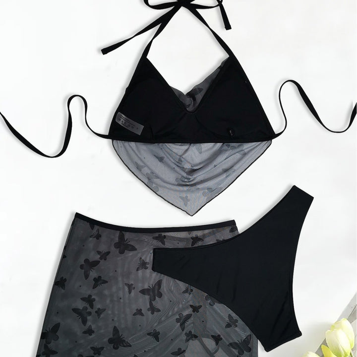 Dame bikini-sæt med gennemsigtig nederdel og raffineret design Stilla