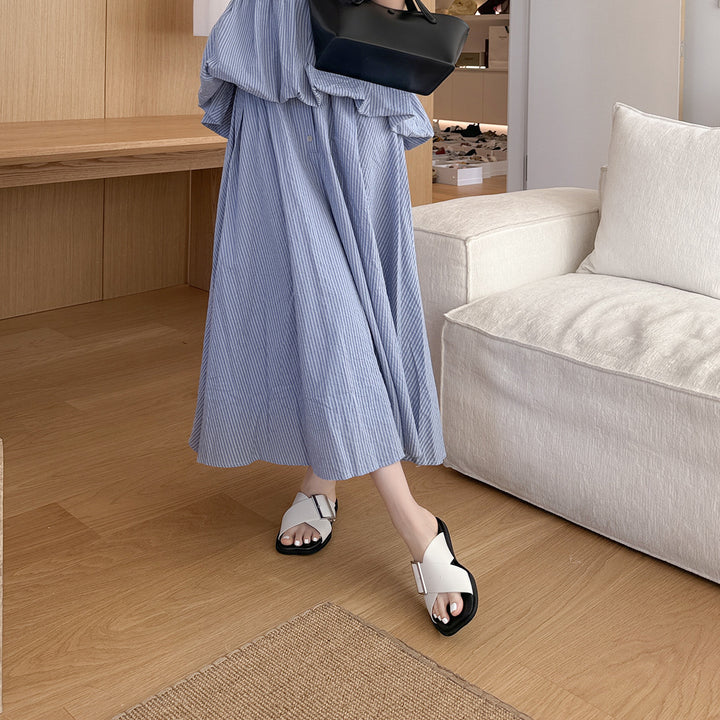 Femme Cross-Front Slide Sandaler med spænde-detalje Stilla