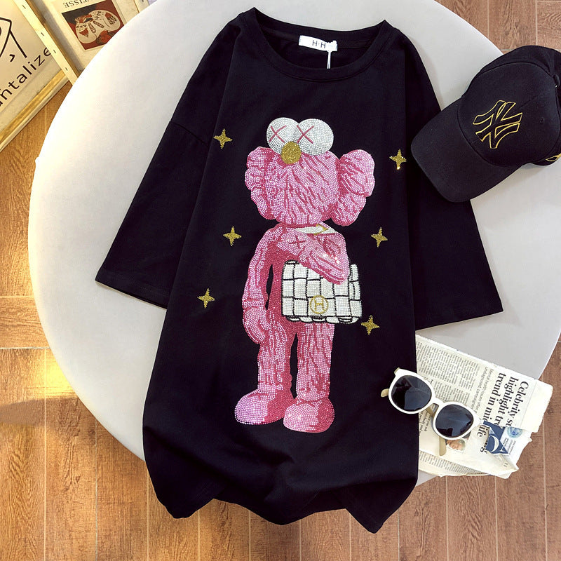 Dame T-shirt med glitrende bærendesign og afslappet snit Stilla