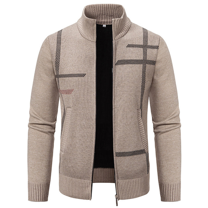 Herrer Strukturstrik Zip-Up Cardigan Pullover Stilla