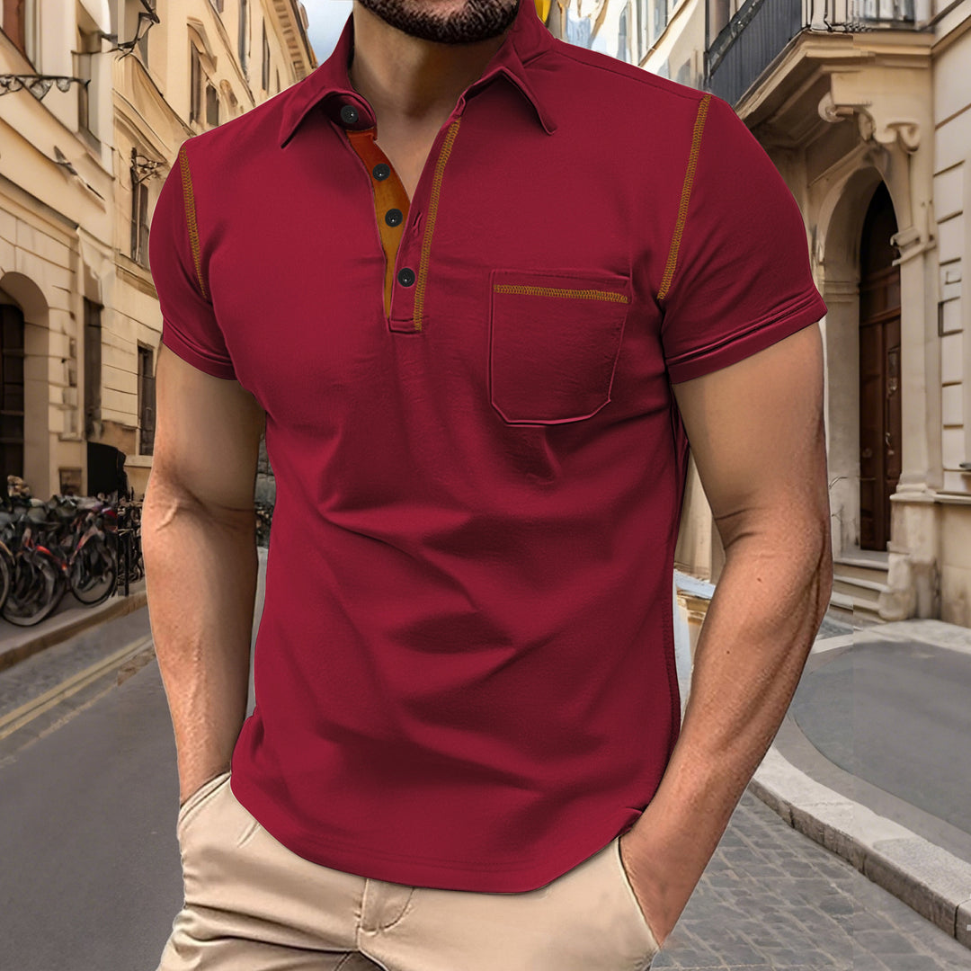 Herrer Elegant Poloshirt med kontrasterende accenter og praktisk brystlomme Stilla