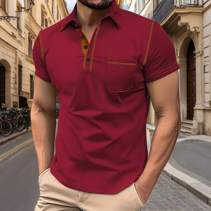Herrer Elegant Poloshirt med kontrasterende accenter og praktisk brystlomme Stilla