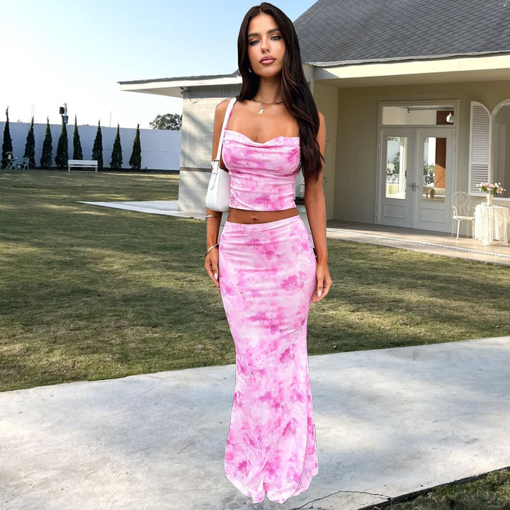 Dame Elegant cropped Top og svajende Maxi-bukser Sæt Skovae