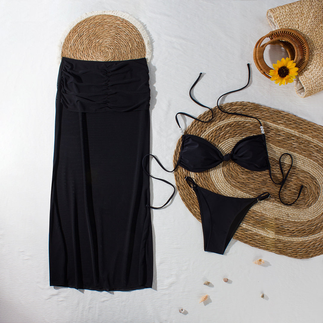 Dame Bikiniset med elegant indpakningsskørt Skovae