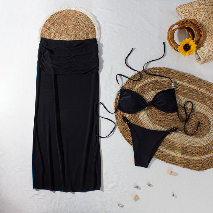 Dame Bikiniset med elegant indpakningsskørt Skovae