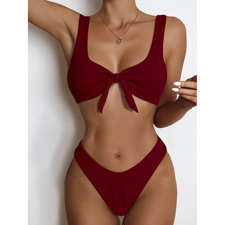 Dame bikini sæt med moderne knude detalje og høj talje Stilla