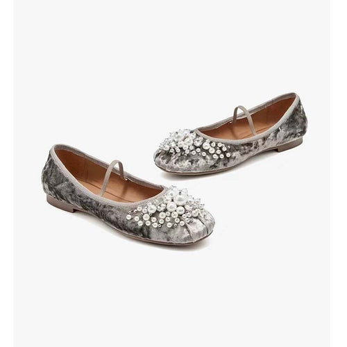 Femme Dekorative Perle-prydede Ballerinas Stilla