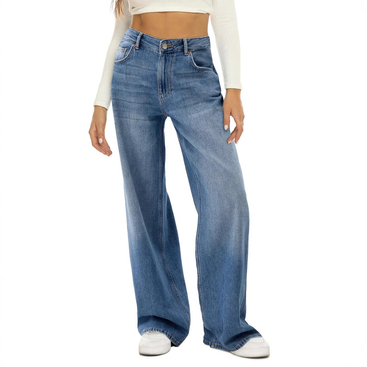 Dame brede højtaljede jeans med elegant snit Stilla