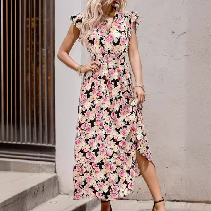 Femme Floral Print Lagdelt Maxikjole Stilla