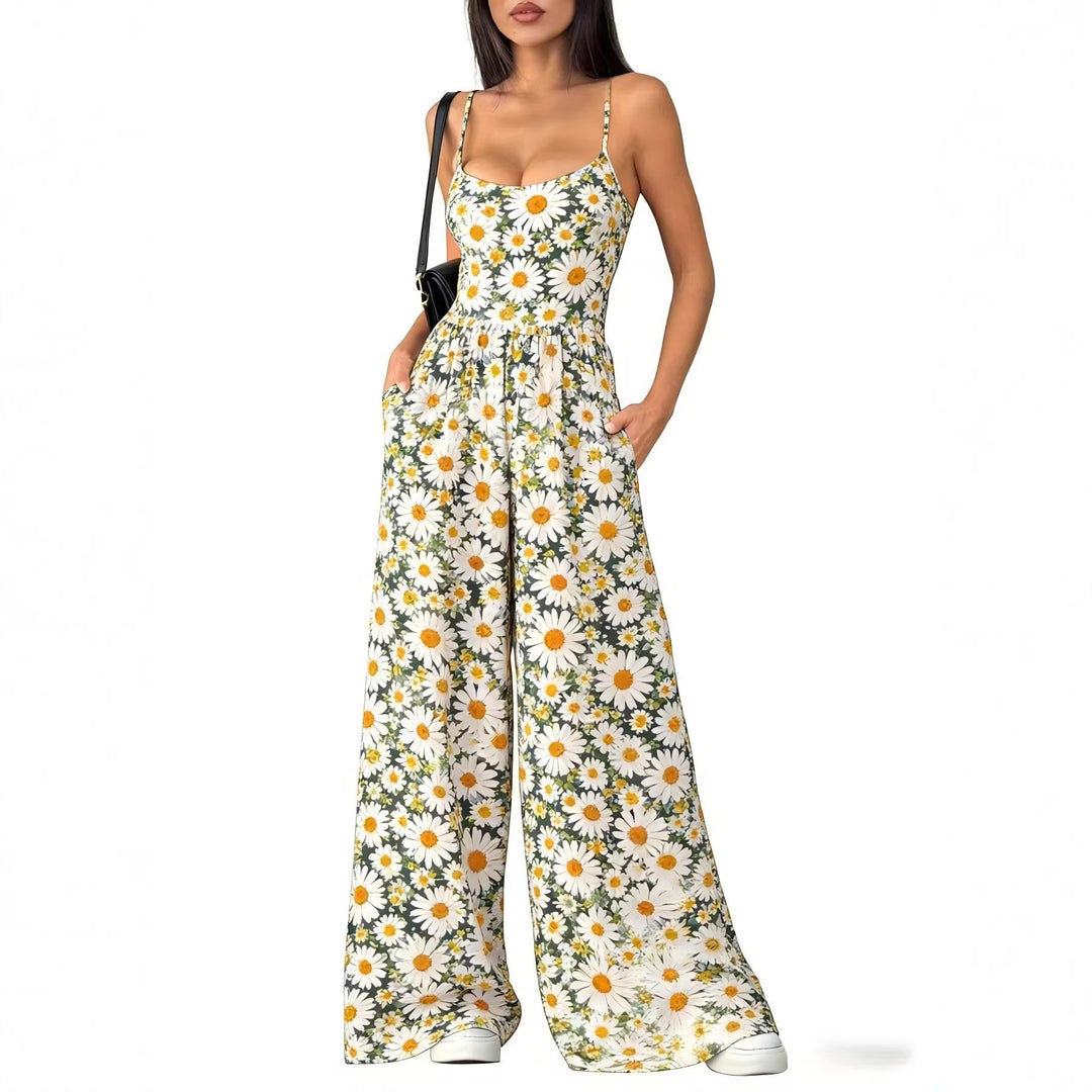 Dame Elegant jumpsuit med geometrisk print og brede ben Skovae