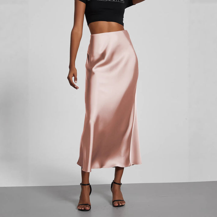 Dame Elegant og flydende Satin Maxiskirts Skovae