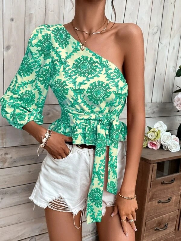 Dame One-Shoulder Peplum Top Stilla