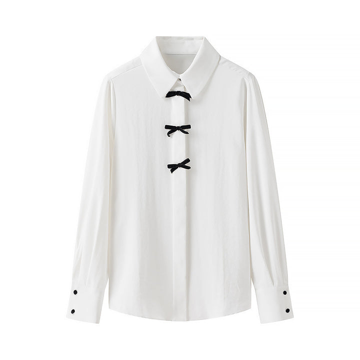 Damebluse med dekorative sløjfer Stilla