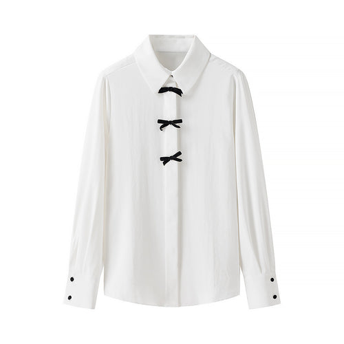 Damebluse med dekorative sløjfer Stilla