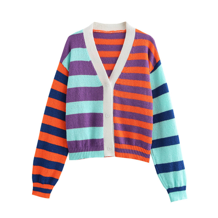 Femme Cozy Stribet Cardigan Pullover Stilla