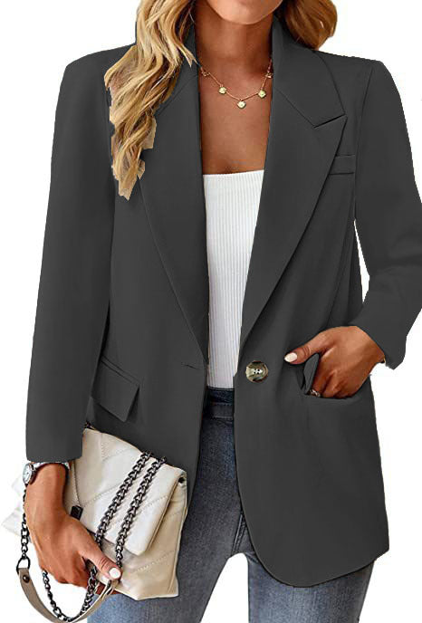 Dame elegant Oversize-blazer med draperet snit og praktiske lommer Stilla