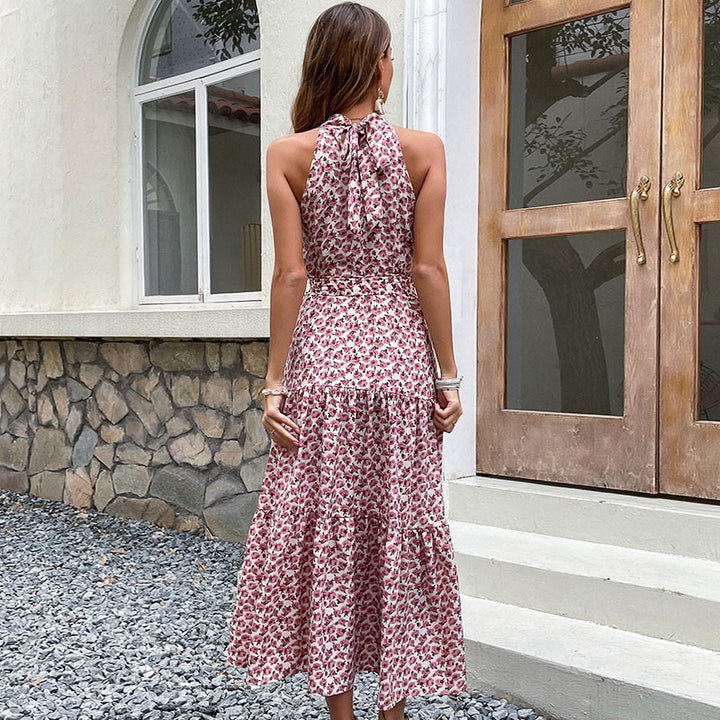 Dame Floral Print Højkrave Maxikjole Stilla
