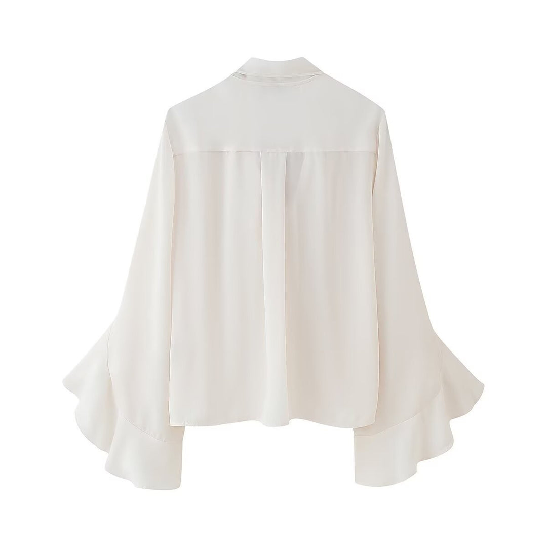 Femme Elegante Rynkning bluse med bindingsdetalje Stilla