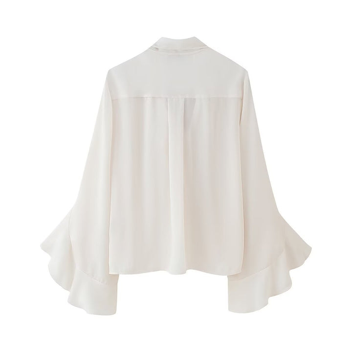 Femme Elegante Rynkning bluse med bindingsdetalje Stilla