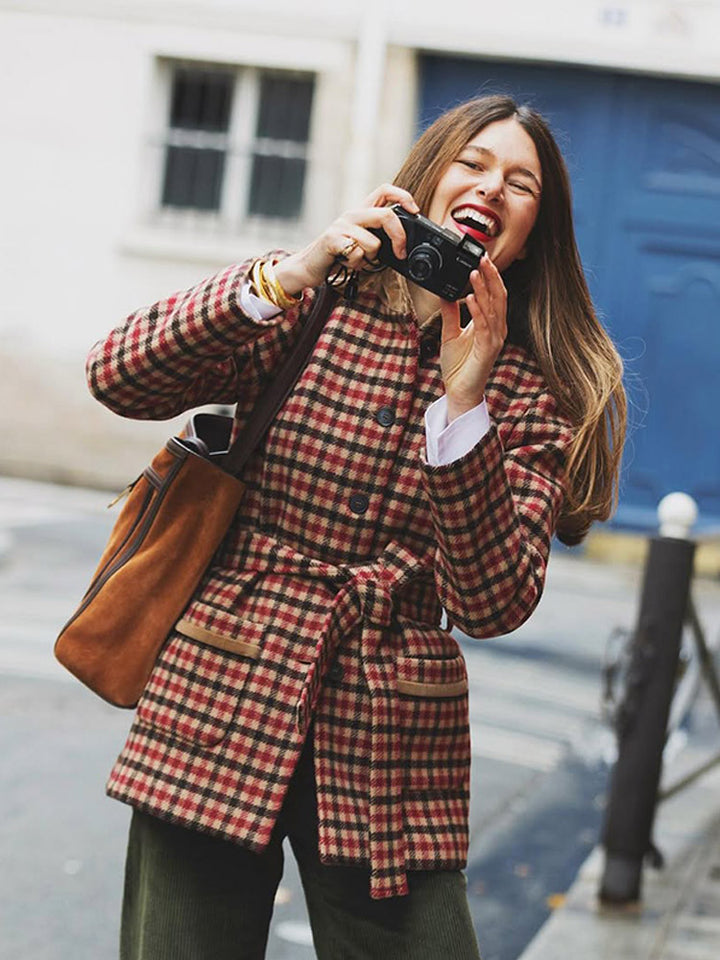 Damer Ruteret Oversized-Jakke Stilla