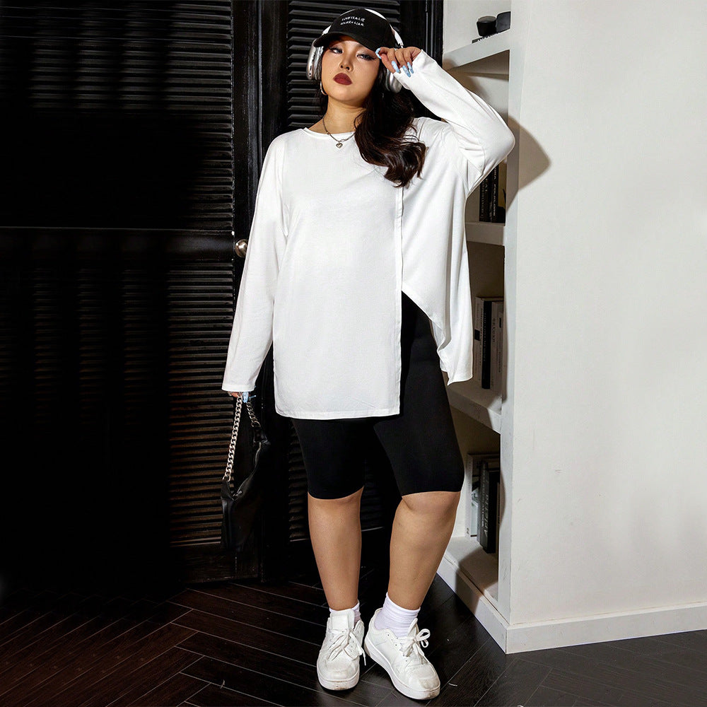 Dame Oversized Langærmet T-shirt med asymmetrisk søm og afslappet pasform Stilla