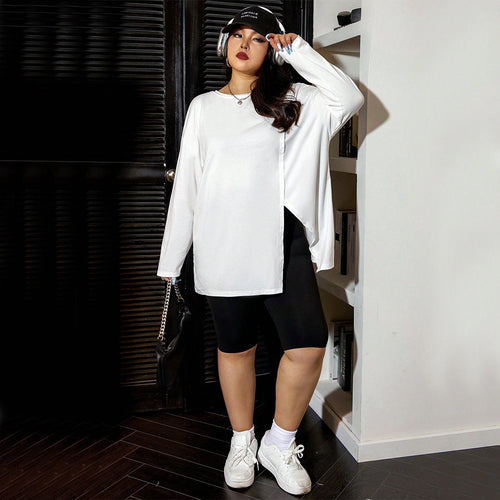 Dame Oversized Langærmet T-shirt med asymmetrisk søm og afslappet pasform Stilla