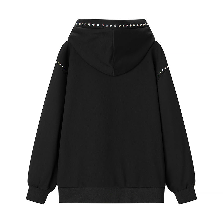 Kvinders hættetrøje sweatshirt med dekorative nitter og afslappet pasform Stilla