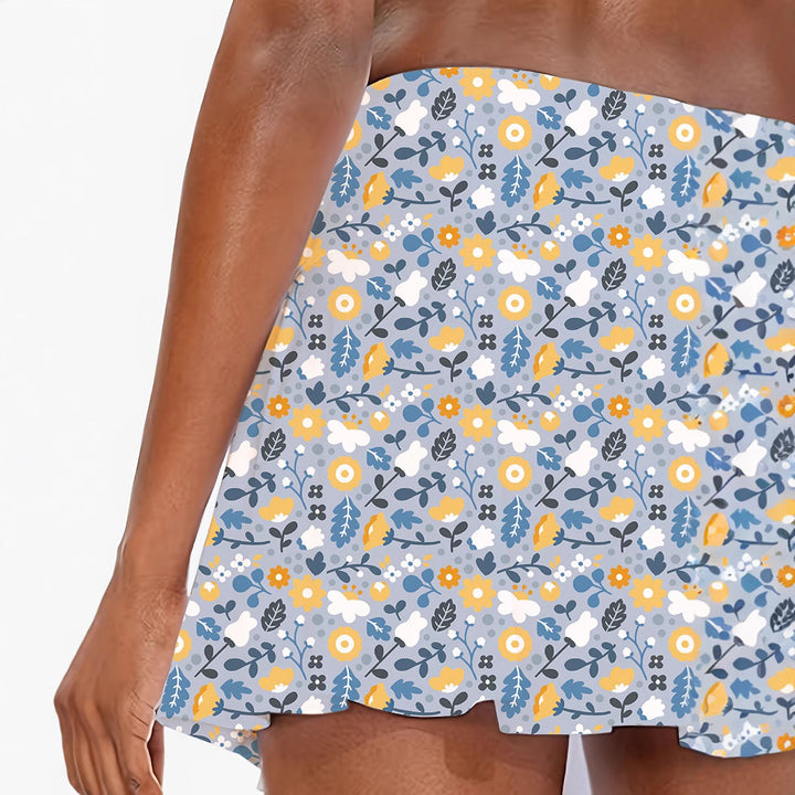Dame Floral Print Aktiv Nederdel Stilla