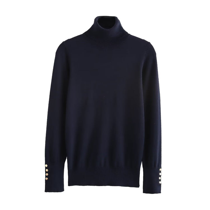 Femme Rullekravepullover med knapdetaljer Stilla