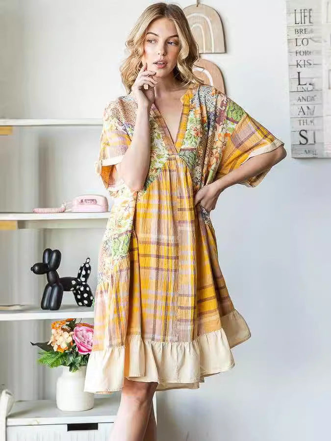 Kvindernes Patchwork Print Lagkjole Stilla