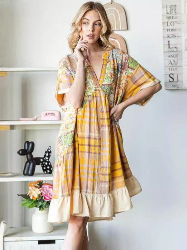 Kvindernes Patchwork Print Lagkjole Stilla