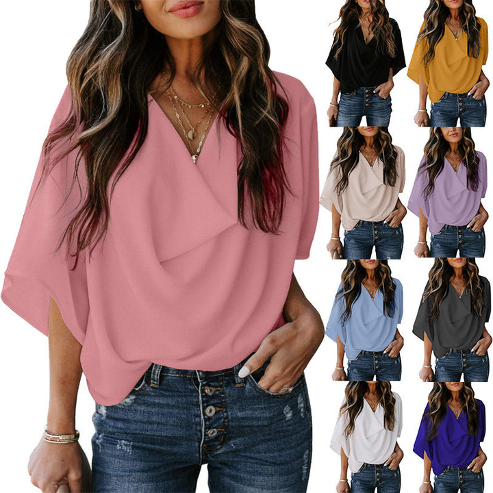 Damer elegant oversized top med drapering Stilla