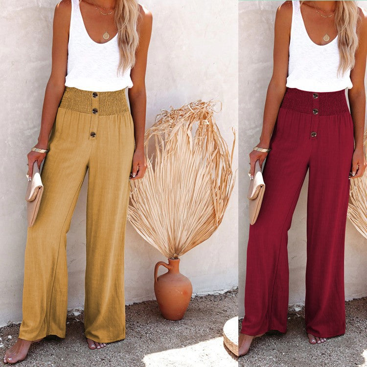 Dame Bred Culotte med afslappet Knapdesign Stilla