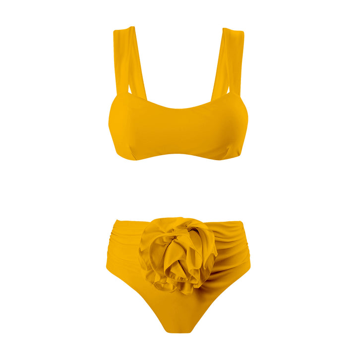 Dame High-Waist Bikini med blomstret dekoration og brede stropper Stilla