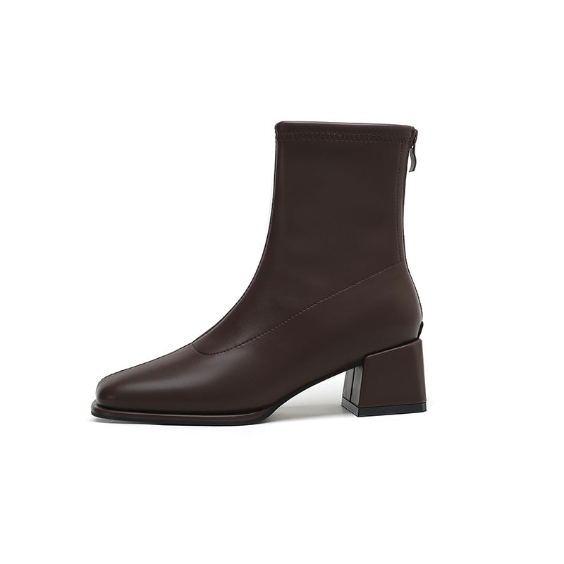 Femme Chunky Block-hæl Støvler med sidelukning-Detail Stilla