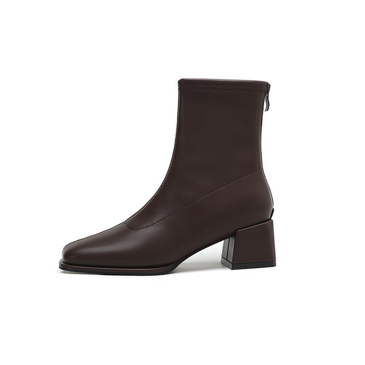 Femme Chunky Block-hæl Støvler med sidelukning-Detail Stilla
