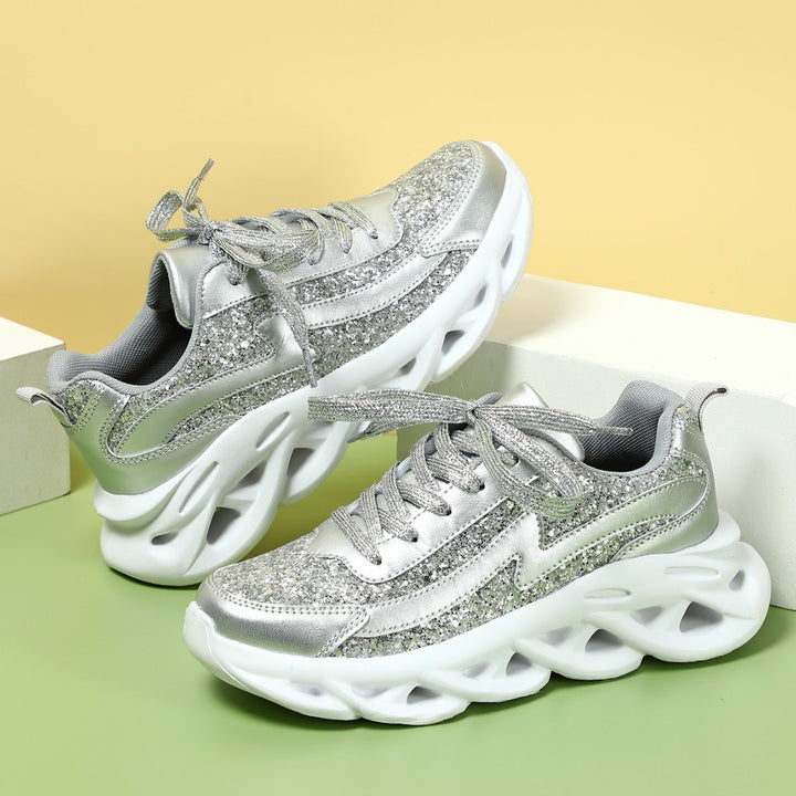 Dame Glitrende Sport-Sneakers med højdæmpende sål Stilla