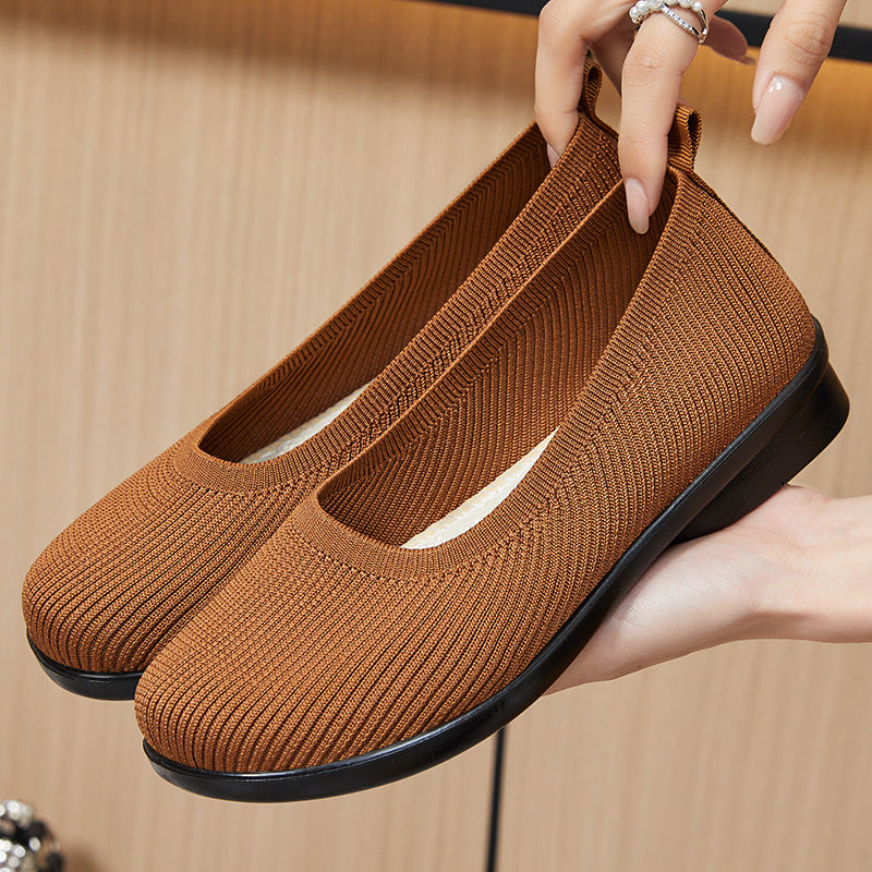 Dame Slip-On Strik Ballet Flats med ergonomisk fodbund Stilla