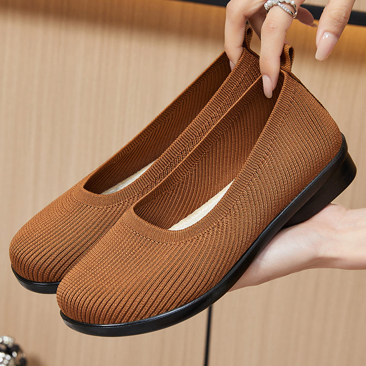 Dame Slip-On Strik Ballet Flats med ergonomisk fodbund Stilla