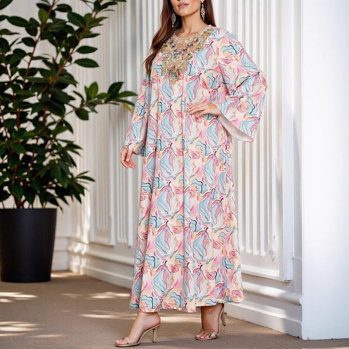 Dame Bohemian-stil Floral Maxi Kjole med dekoreret detalje Stilla