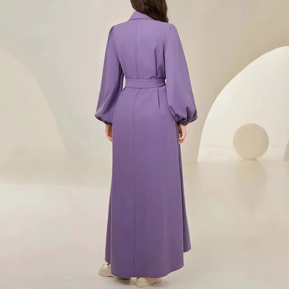 Dame skjortekjole med elegante puffærmer Stilla