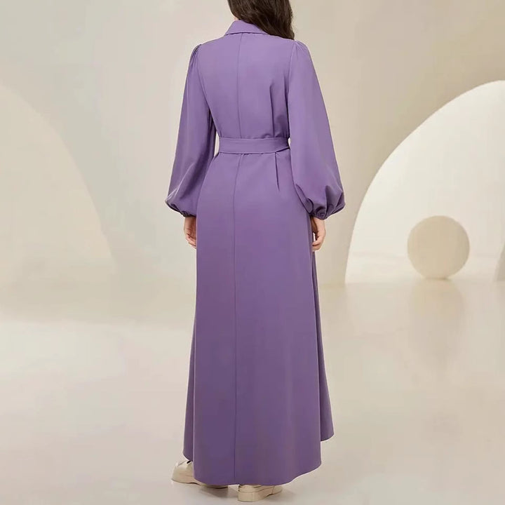 Dame skjortekjole med elegante puffærmer Stilla