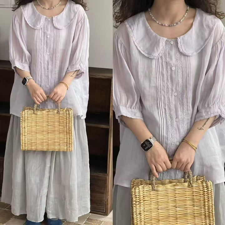 Femme Vintage Spidskrave Bluse Stilla