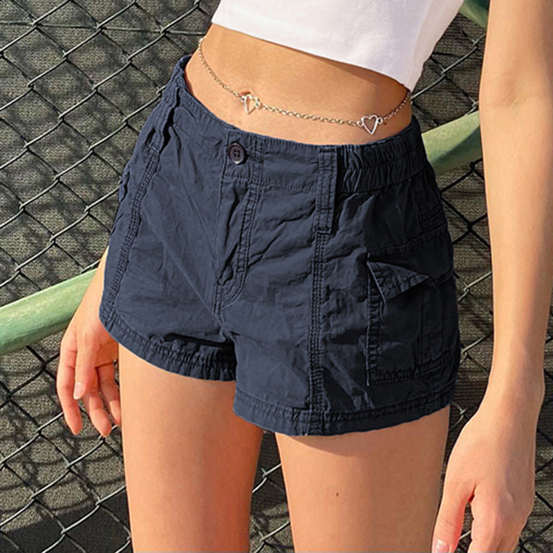 Dame cargo-shorts med elastisk talje og praktiske sidelommer Skovae
