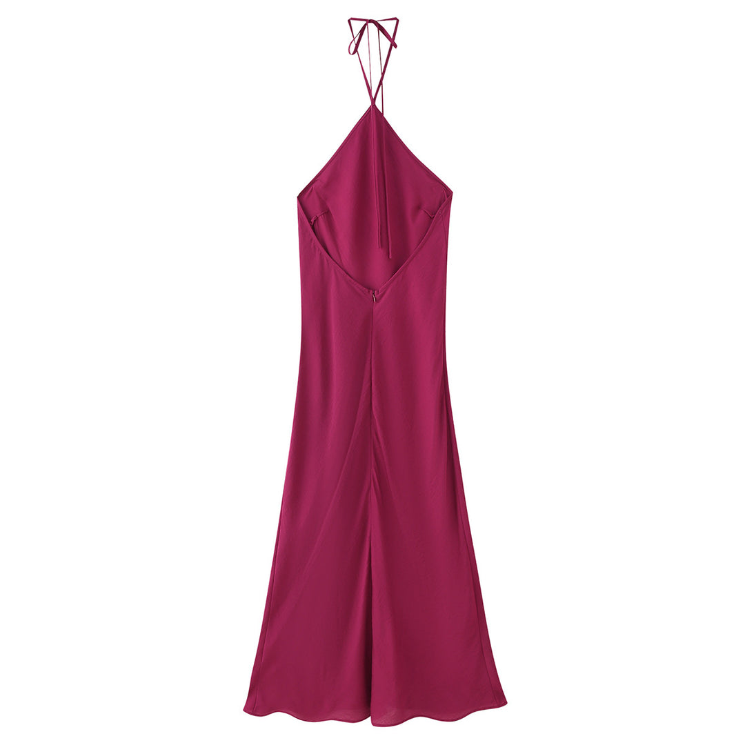 Femme Halterneck Maxi Kjole med justerbare bindebånd Stilla